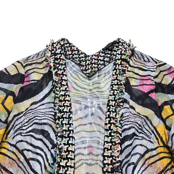 Alberto Makali Open Cardigan Womens XS Black Animal Print Sheer Boho 28 in Long - Picture 2 of 13